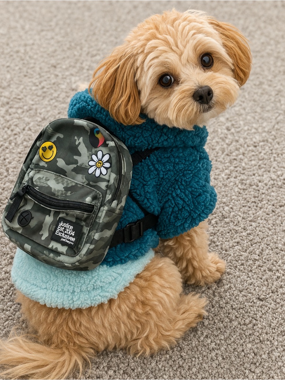 Justice Pet Hoodie + Backpack Harness Set (2-Piece Bundle) M/L